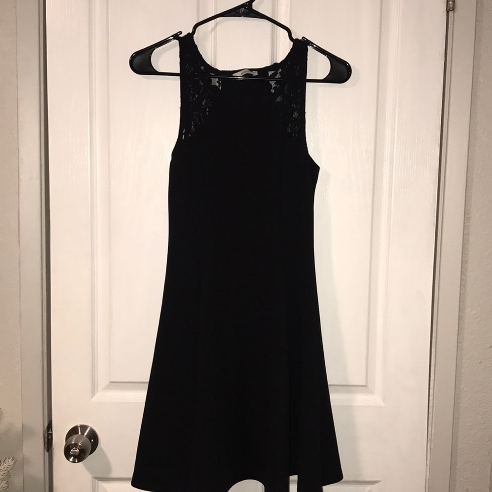 Black formal dress with black floral lace